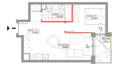 Plan 2 pok. 37m²