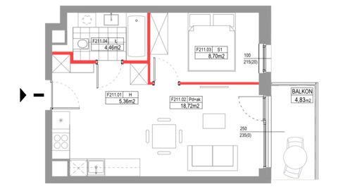 Plan 2 pok. 37m²