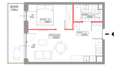 Plan 2 pok. 37m²