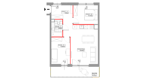 Plan 3 pok. 58m²