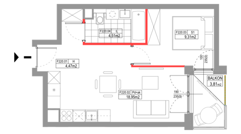 Plan 2 pok. 37m²