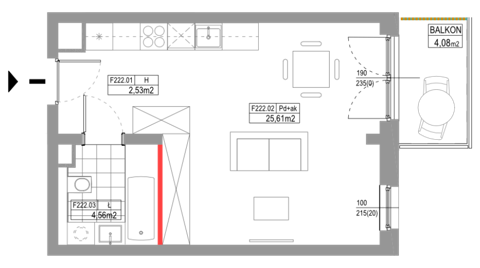 Plan 1 pok. 33m²