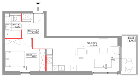 Plan 2 pok. 45m²