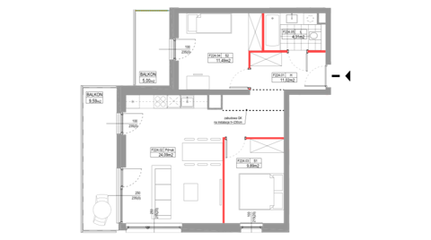 Plan 3 pok. 61m²
