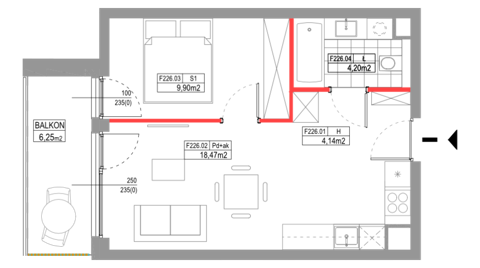 Plan 2 pok. 37m²