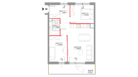 Plan 3 pok. 58m²