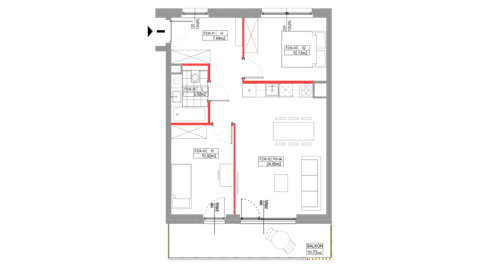 Plan 3 pok. 58m²