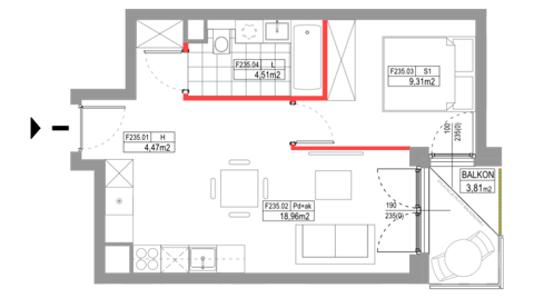 Plan 2 pok. 37m²