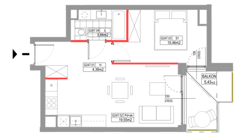 Plan 2 pok. 38m²