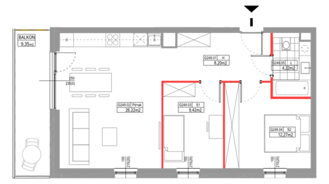 Plan 3 pok. 60m²