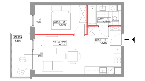 Plan 2 pok. 38m²