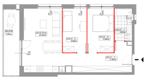 Plan 3 pok. 60m²
