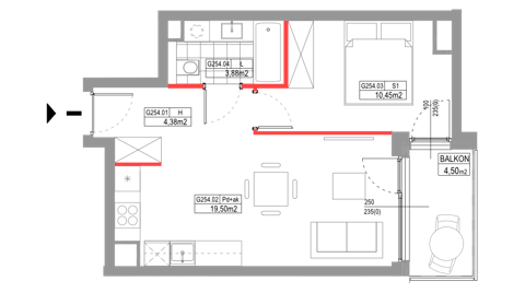 Plan 2 pok. 38m²