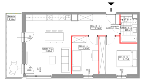 Plan 3 pok. 60m²