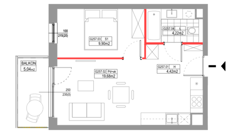 Plan 2 pok. 38m²
