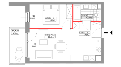 Plan 2 pok. 38m²