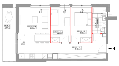 Plan 3 pok. 60m²