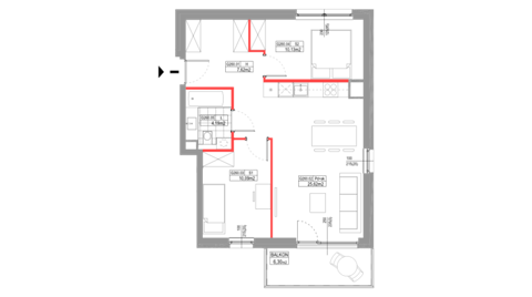 Plan 3 pok. 58m²