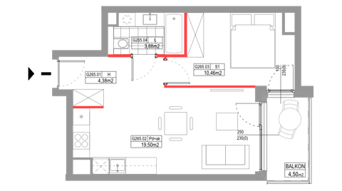 Plan 2 pok. 38m²