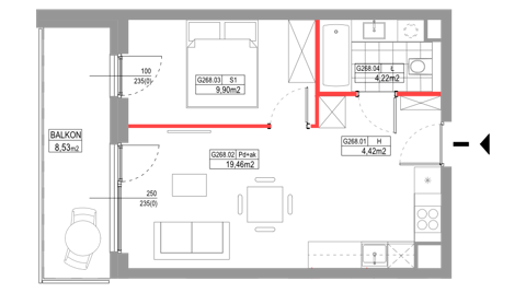 Plan 2 pok. 38m²