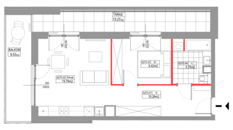Plan 2 pok. 45m²