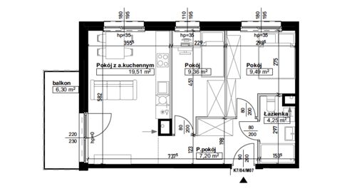 Plan 3 pok. 50m²