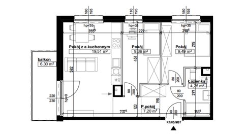 Plan 3 pok. 50m²