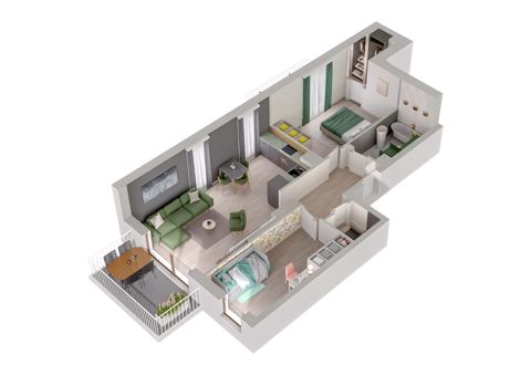 Plan 3 pok. 61m²