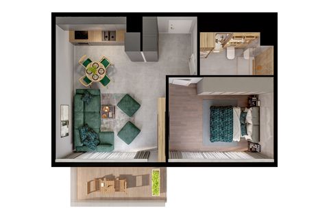 Plan 2 pok. 43m²