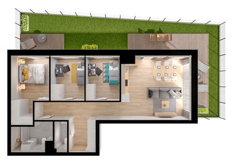 Plan 4 pok. 74m²