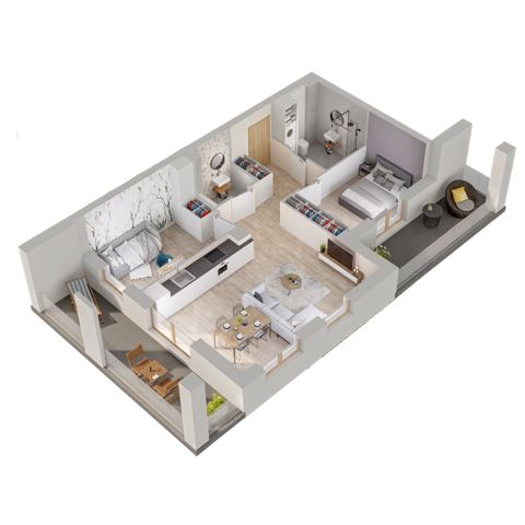 Plan 3 pok. 60m²