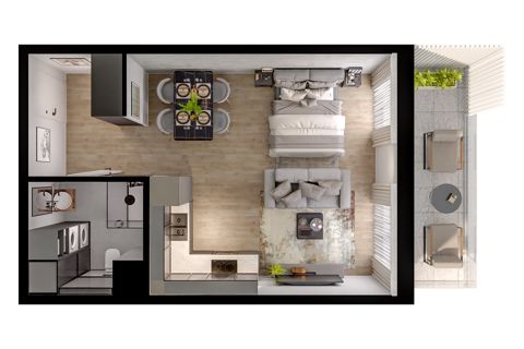 Plan 1 pok. 33m²