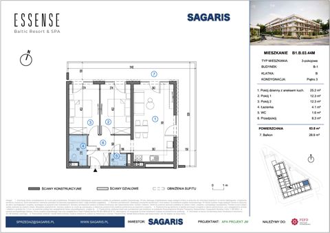 Plan 3 pok. 64m²