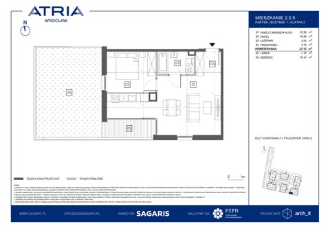 Plan 2 pok. 43m²