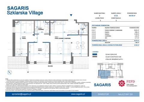 Plan 3 pok. 55m²
