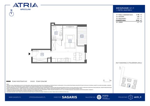 Plan 1 pok. 31m²