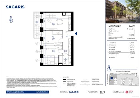 Plan 3 pok. 64m²