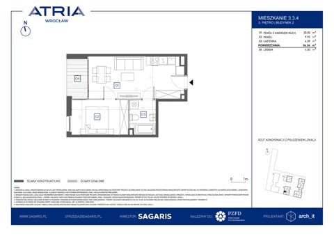 Plan 2 pok. 34m²