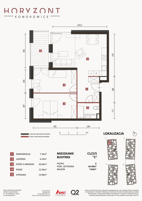 Plan 3 pok. 64m²