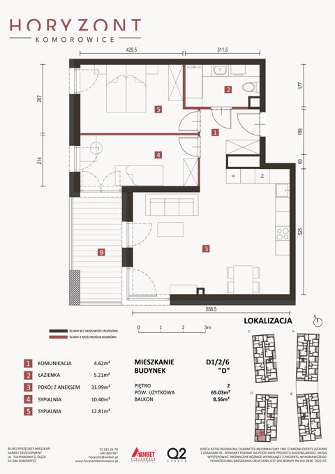Plan 3 pok. 65m²