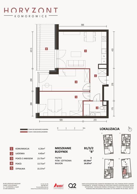 Plan 3 pok. 64m²