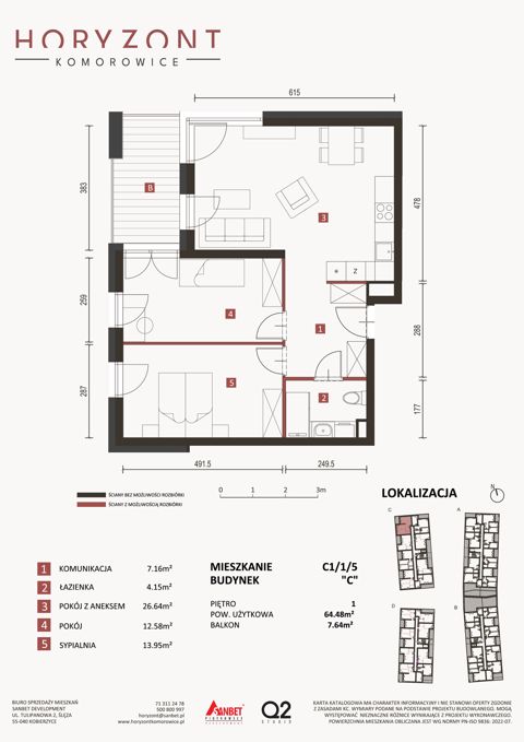 Plan 3 pok. 64m²