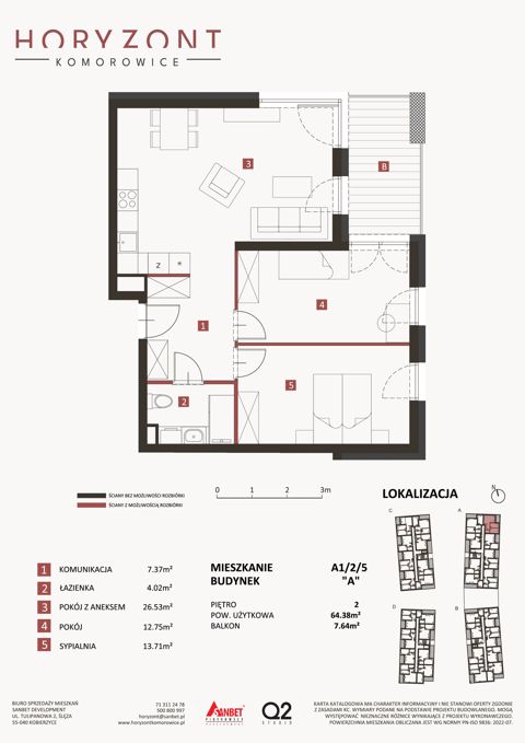 Plan 3 pok. 64m²