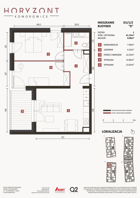Plan 3 pok. 61m²