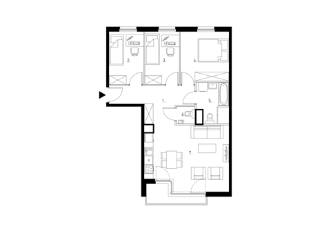 Plan 4 pok. 70m²