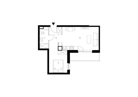 Plan 1 pok. 42m²