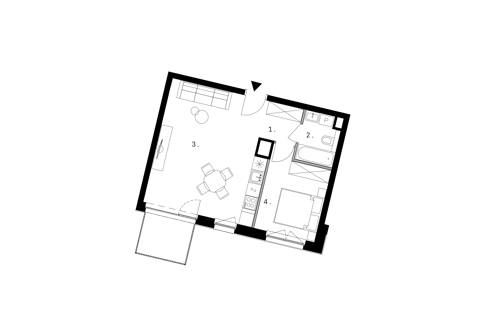 Plan 2 pok. 44m²