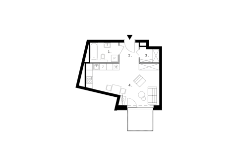Plan 1 pok. 32m²