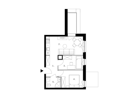 Plan 3 pok. 43m²