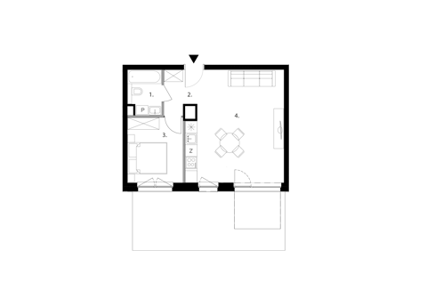Plan 2 pok. 44m²